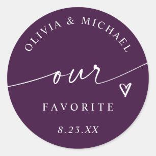 Sticker Rond Sac de traitement de mariage violet prune foncé no