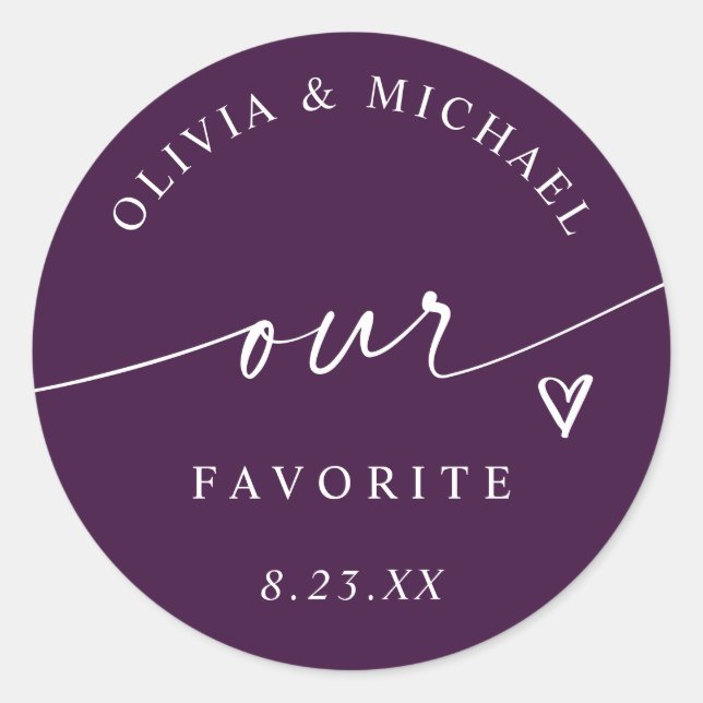 Sticker Rond Sac de traitement de mariage violet prune foncé no (Devant)