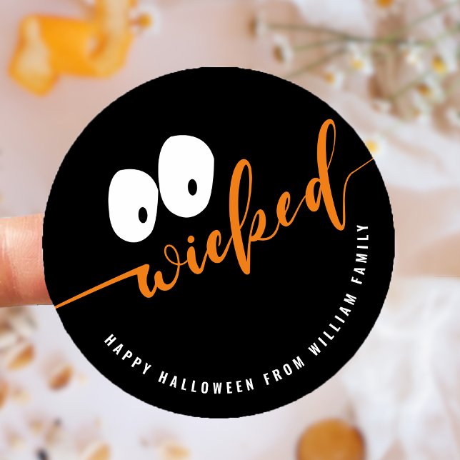 Sticker Rond Sac de traitement préféré Halloween (Wicked Halloween Favor Treat Bag Classic Round Sticker)