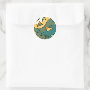Sticker Rond Sac fourre-tout à design abstrait vintage dessiné 