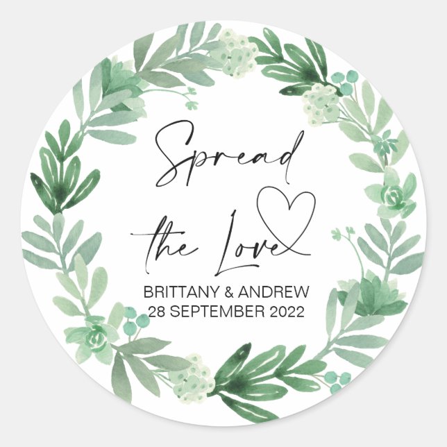 Sticker Rond Sac mariage Faveur Étendre les succulents d'amour (Devant)