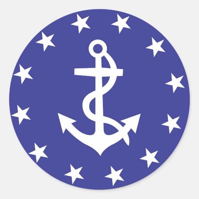 Sticker Rond Sac vide_Ancre blanche_Cercle des étoiles_insignia (Devant)