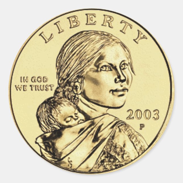 Sticker Rond Sacajawea et Papoose Dollar Coin (Devant)