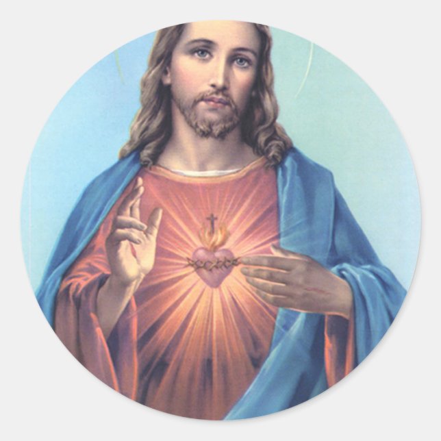 Sticker Rond Sacré Coeur De Jésus (Devant)