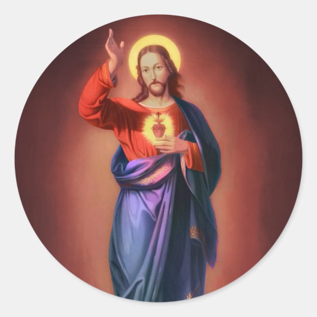 Sticker Rond Sacré Coeur de Jésus-Christ (Devant)
