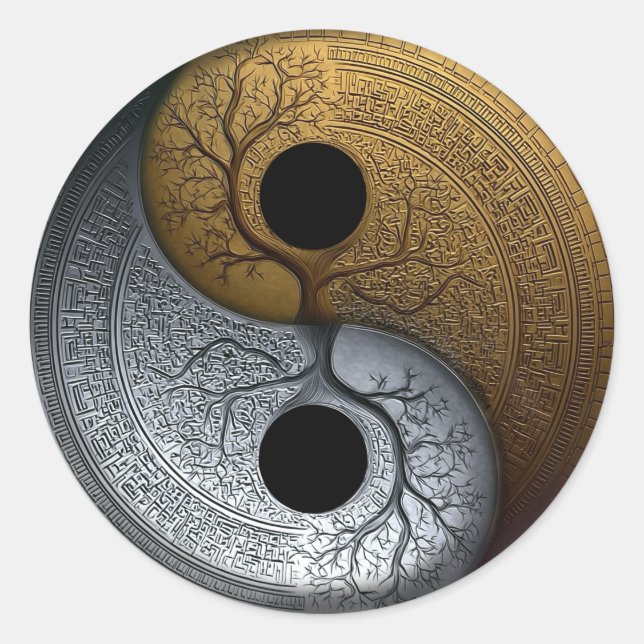Sticker Rond Sacré Équilibre | Symbole Yin Yang (Devant)