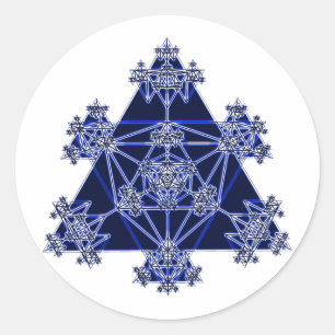 Sticker Rond Sacred Geometry : Blue Triangles :
