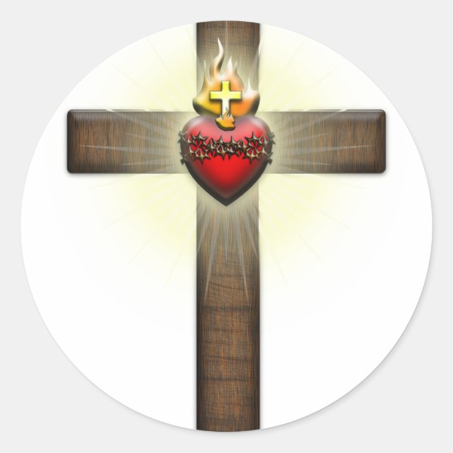 Sticker Rond Sacred Heart de Jésus-Cross (Devant)