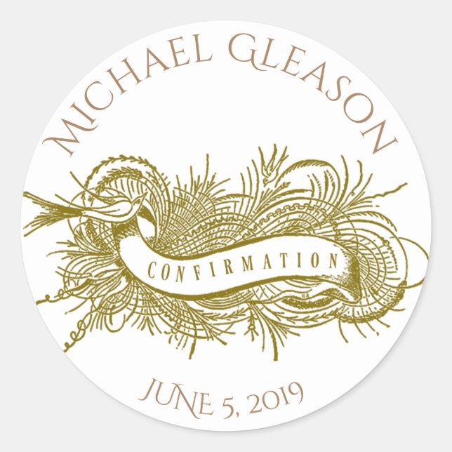 Sticker Rond Sacrement religieux de l'or de la confirmation (Devant)