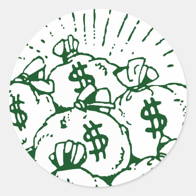 Sticker Rond Sacs d'argent ! (Devant)