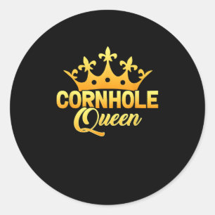 Sticker Rond Sacs de Joueur de Cornhole Queen Bean Shucking