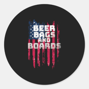 Sticker Rond Sacs et planches à bière Cornhole