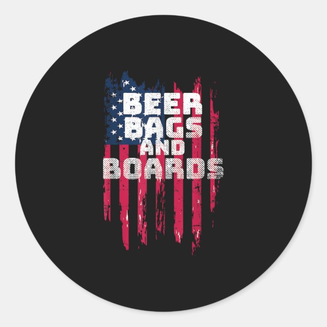 Sticker Rond Sacs et planches à bière Cornhole (Devant)