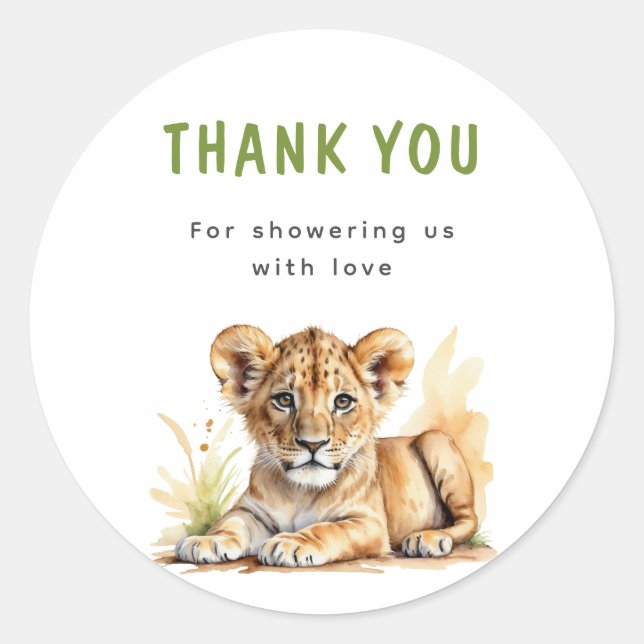 Sticker Rond Safari Afrique Animaux Baby shower Merci (Devant)