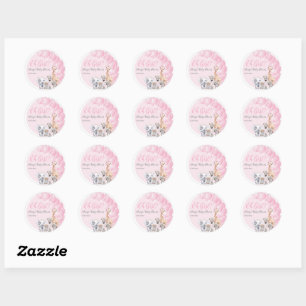 Sticker Rond Safari animal Blush rose Boho bébé fille douche