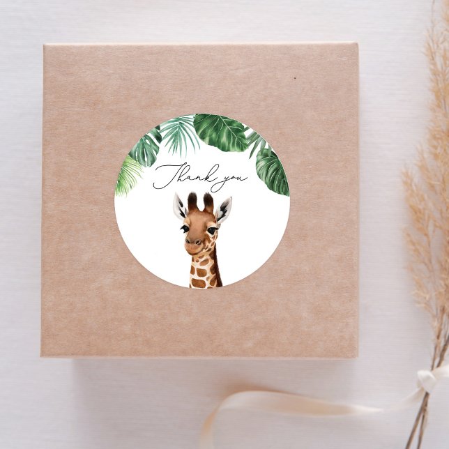 Sticker Rond Safari Animaux Baby shower Giraffe (Créateur téléchargé)