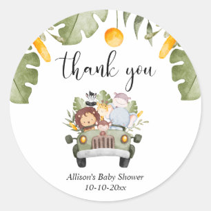 Sticker Rond Safari animaux jungle thème wild one