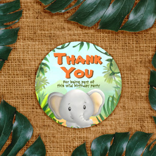 Sticker Rond Safari Anniversaire - Elaphant