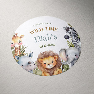 Sticker Rond Safari Baby Animals Wild One First Birthday