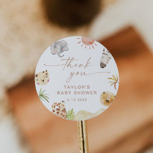 Sticker Rond SAFARI Baby shower Favoriser