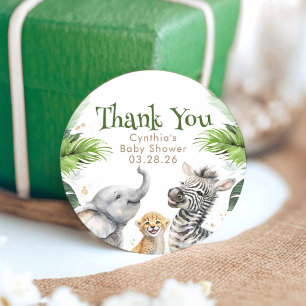 Sticker Rond Safari Bébé Animaux mignonnes Adorable Sauvage