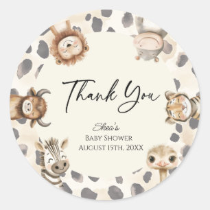 Sticker Rond Safari Bébé Sauvage Baby Shower 