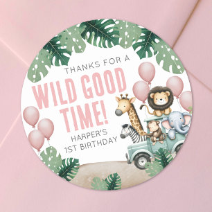 Sticker Rond Safari de la Jungle 1er Anniversaire