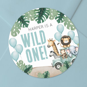 Sticker Rond Safari de la Jungle 1er Anniversaire