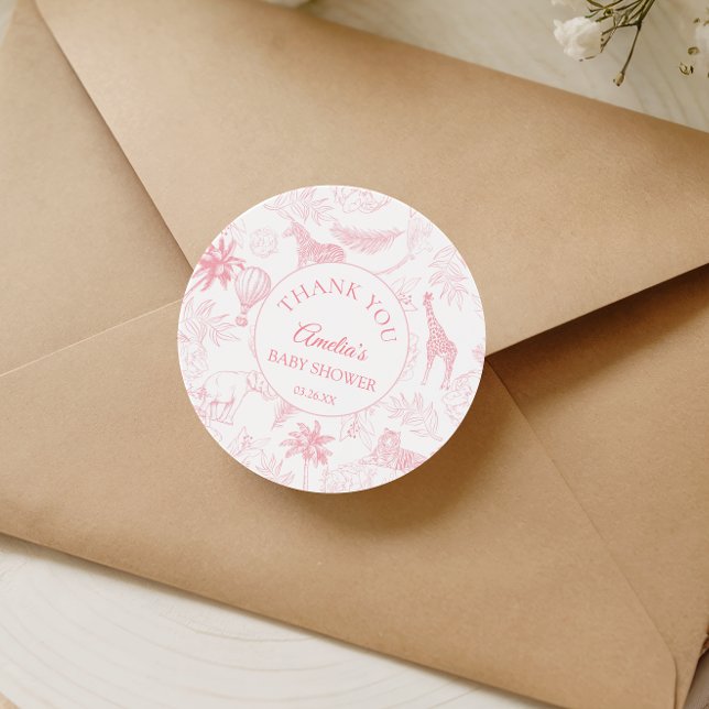 Sticker Rond Safari Élégant pour une Baby Shower Animaux de la  (Créateur téléchargé)