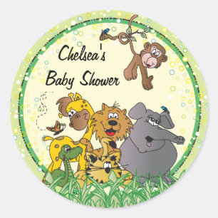 Sticker Rond Safari Jungle Baby Animaux