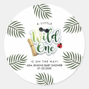 Sticker Rond Safari Jungle Tropical Baby Shower Sauvage