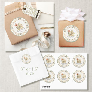 Sticker Rond Safari Petit Lion Zebra Giraffe Baby shower garçon