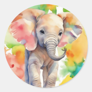 Sticker Rond Safari Serenity Elephant