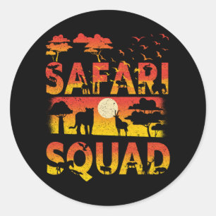 Sticker Rond Safari Squad Zoo Animaux africains
