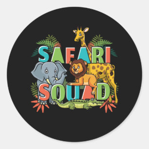 Sticker Rond Safari Squad Zoo Animaux africains