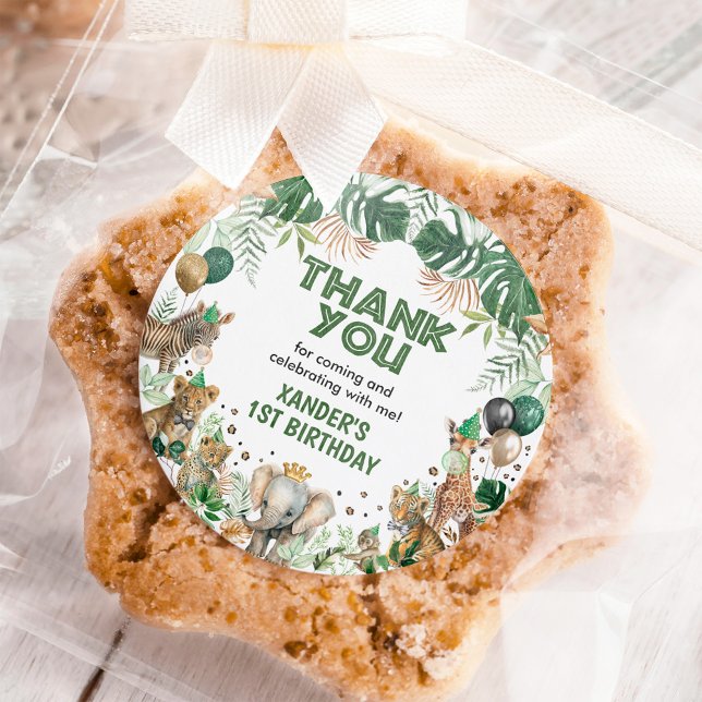 Sticker Rond Safari tropical Animaux de fête sauvage Garçon ann (Créateur téléchargé)