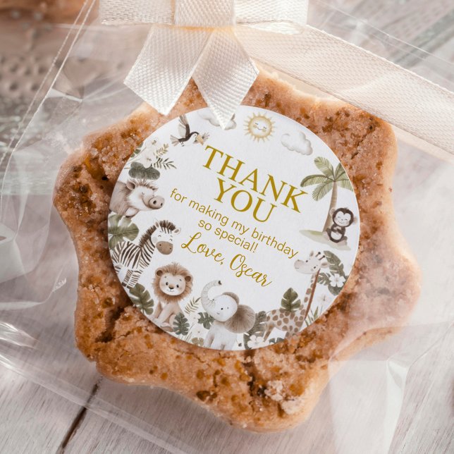 Sticker Rond Safari Wild One Jungle Animals Birthday Party (Créateur téléchargé)