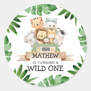 Sticker Rond Safari Wild Un Anniversaire