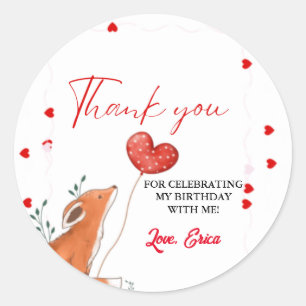 Sticker Rond Safarie valentine Heart Merci Anniversaire