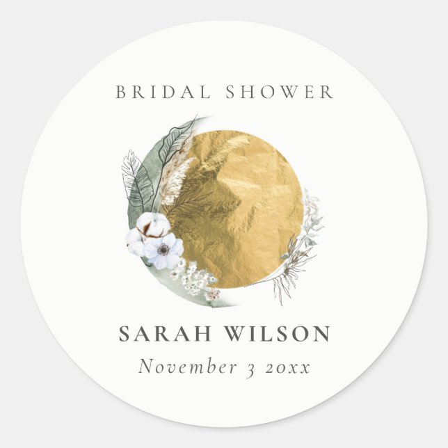 Sticker Rond Saga Boho Or Floral Couronne de Mariage (Devant)