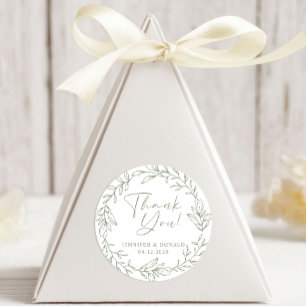 Sticker Rond Sage Boho Fleur Simple Mariage Remerciement