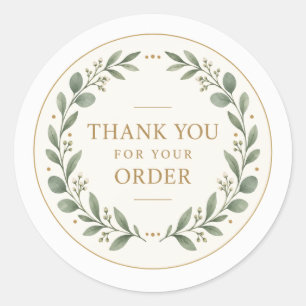 Sticker Rond Sage Botanical Merci pour votre commande Seal
