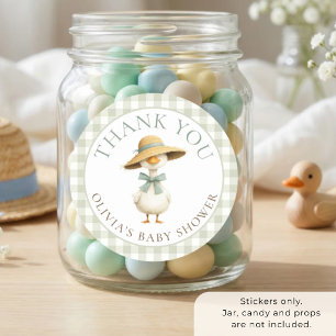 Sticker Rond Sage de la dinde idiote Gingham Merci Baby Shower