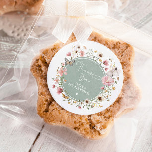 Sticker Rond Sage Fleur sauvage Fairy Princesse Anniversaire Te