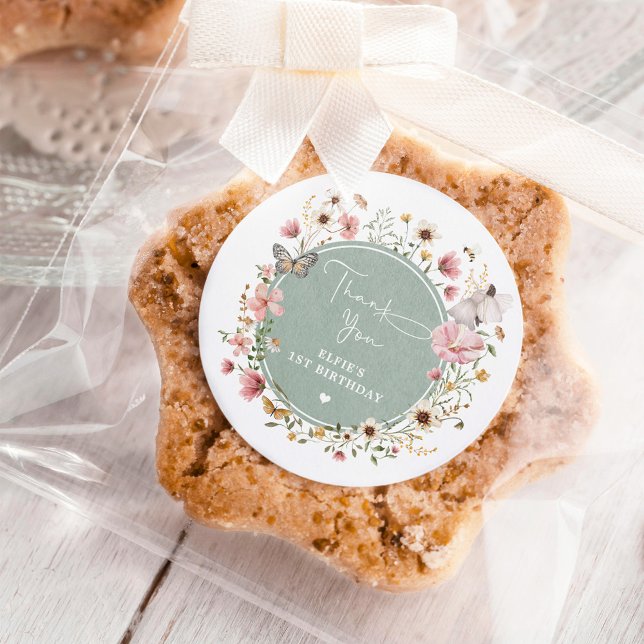 Sticker Rond Sage Fleur sauvage Fairy Princesse Anniversaire Te (Créateur téléchargé)