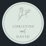 Sticker Rond Sage floral Mariage simple de Bohême<br><div class="desc">Ce sceau d'enveloppe verte de sauge Mariage floral simple est facile à modifier et sera idéal pour le mariage Boho. Les produits correspondants,  y compris la suite Invitation,  peuvent être trouvés dans la collection de Mariages de fleurs de Bohême moderne dans mon magasin.</div>