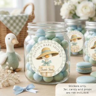 Sticker Rond Sage Gingham Silly Goose Merci Baby Shower