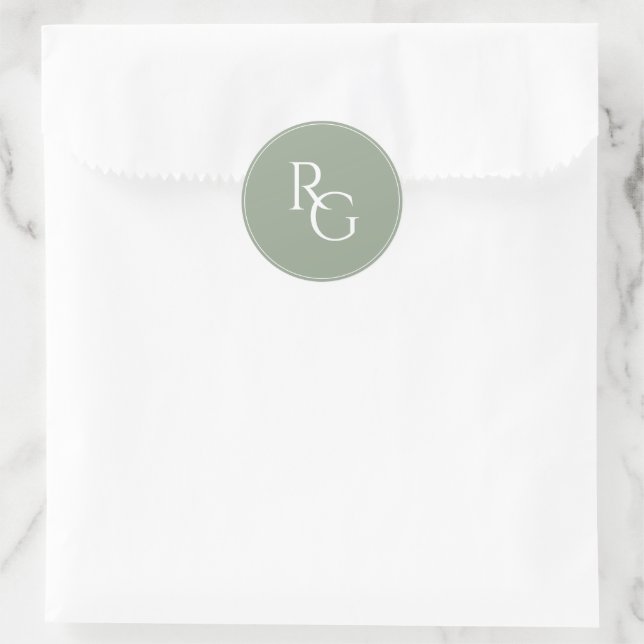 Sticker Rond Sage Green | Chic Simple Initials  (Sac)