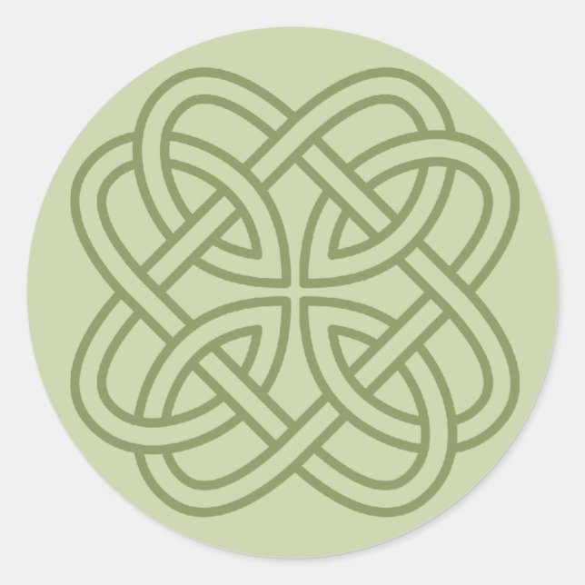 Sticker Rond Sage Green Irish Celtic Love Knot Enveloppe Phoque (Devant)