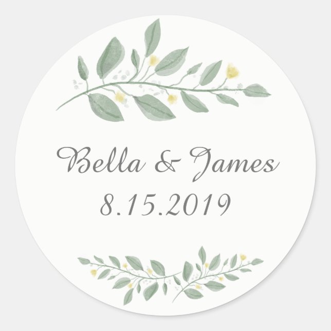 Sticker Rond Sage Green Mariage (Devant)